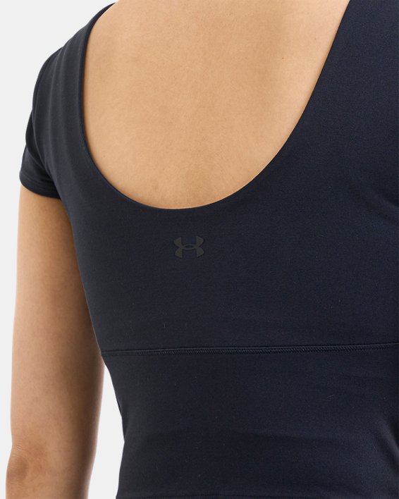 Women's UA Meridian Fitted Short Sleeve in Black image number 5